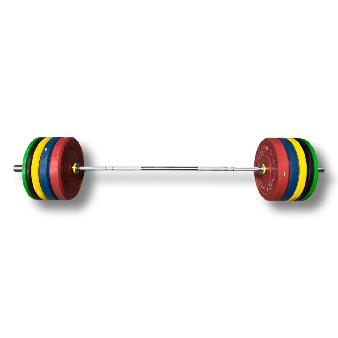 Chicago Extreme Hi Temp Bumper Plate Set with Bar - 305lbs - Color