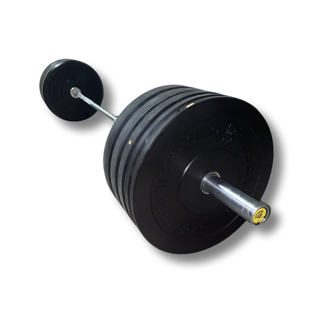 Chicago Extreme Hi Temp Bumper Plate Set with Bar - 305lbs - Black