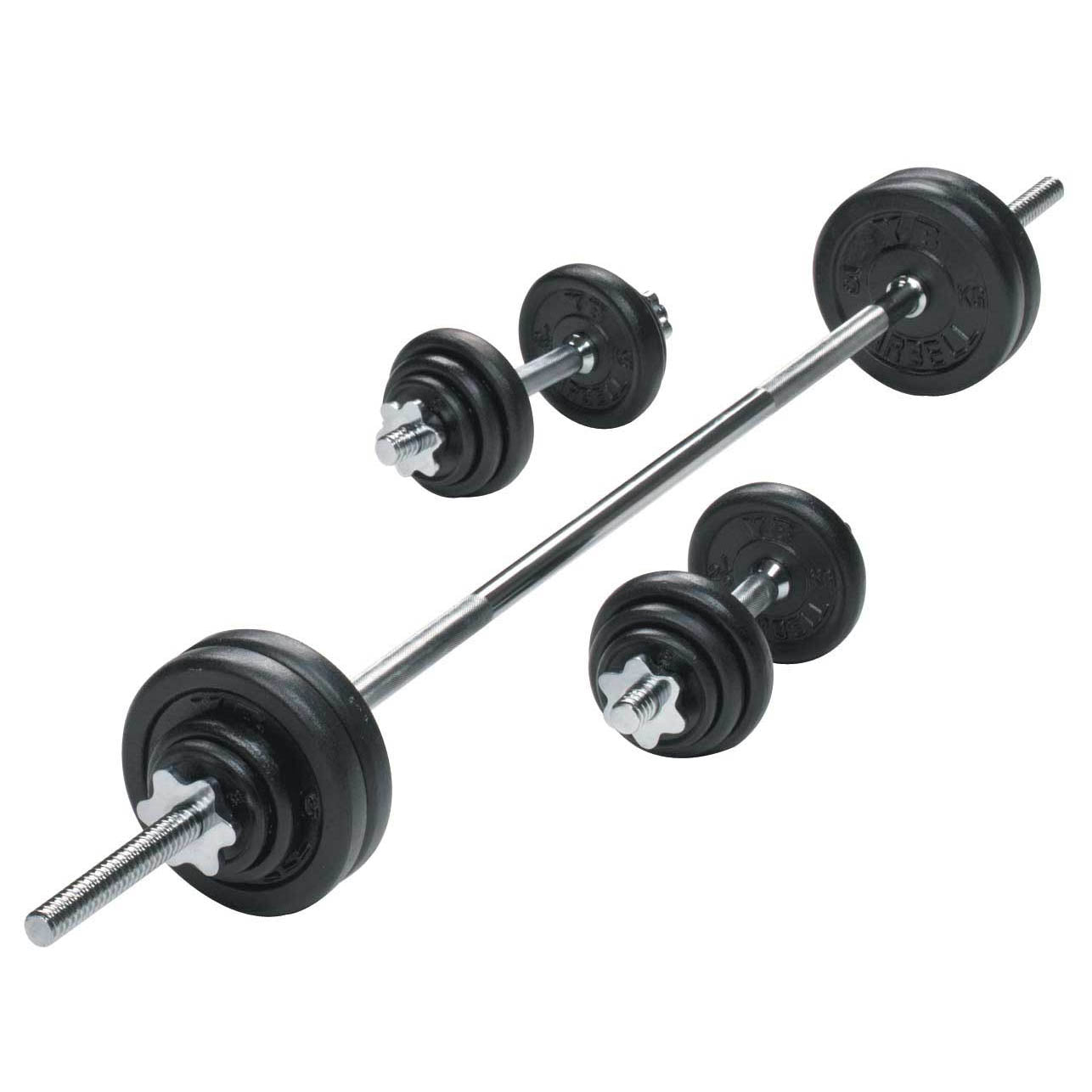 York B540 Weight Bench with 50kg Barbell Dumbbell Set