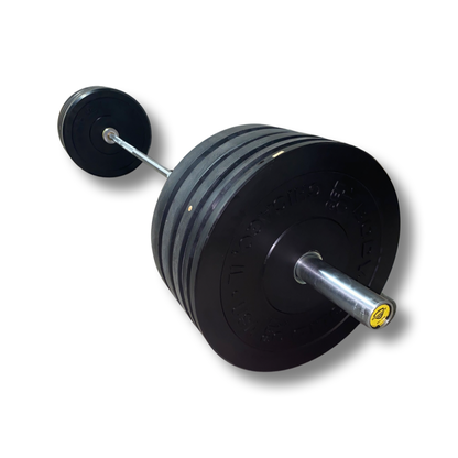 Chicago Extreme Hi Temp Bumper Plate Set with Bar - 305lbs - Black